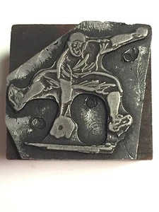 Baseball Player Catcher Printer's Letterpress Type Block - Picture 1 of 3