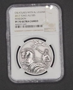 2017 Tokelau Silver $5 Poseidon Creatures Myth & Legend | NGC PF70 Ultra Cameo - Picture 1 of 4