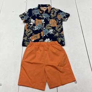 Shein Blue Tropical Print Button-Up 2 Piece Outfit Boys Size 8 - Picture 1 of 10