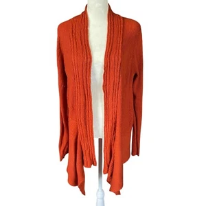 Cato long sleeve ribbed rust deep orange open cardigan sweater women's size L - Picture 1 of 7