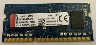 2x Kingston 2GB DDR3L-1600MHZ SODIMM 1.35V SODIMM Memory Module - New Pull - Image 1 of 2