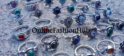 Lote de anillos al por mayor enchapados en plata de ley 925 de amatista exótica y mezcla de piedras preciosas Foto 1 de 3