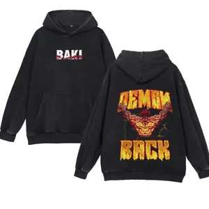 Vintage Baki Hanma Washed Cotton Hoodie Anime Men Hip Hop Pullover Sweatshirt - Picture 1 of 10
