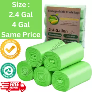 Value Pack Biodegradable Bin Liners Kitchen Compostable Garbage Bags 2.6Gal/4Gal - Picture 1 of 8