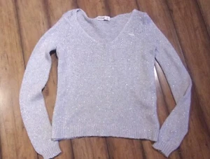 ABERCROMBIE & FITCH ~ Kids LARGE Woman's Small SILVER SPARKLE Moose Logo Sweater - Picture 1 of 2
