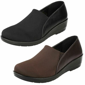Ladies F9R0065 Slip On Light Weight Wedge Shoes By Eaze Retail Price £19.99 - Picture 1 of 9