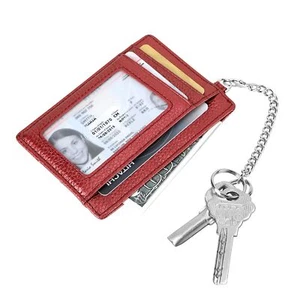 RFID Unisex Card Wallet Leather Purse Credit Card Holder Pocket Key Ring Gifts - Picture 1 of 50