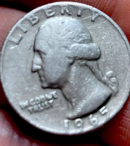 1965 Washington Quarter, No Mint Mark, Letter Errors, Excellent Condition Cover