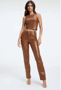 Good American neu mit Etikett Burnt Caramel Kunstlederhose, Größe 8 - Bild 1 von 12