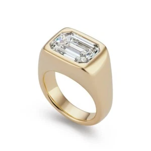 Yellow Gold Plated Mens Ring 925 Sterling Silver White Square Shape CZ Jewelry - Picture 1 of 11