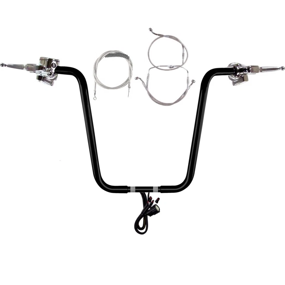 1 1/4" Black 18" Wild 1 Handlebar CKit 2014-2016 Harley-Davidson Road King NoABS Foto 1 de 4