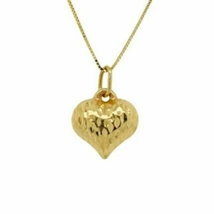 14k Gold Tiny Puffed Heart Yellow Gold Necklace 16" - Picture 1 of 5