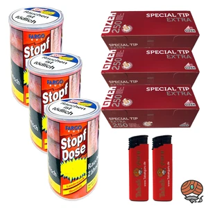 3x Fargo Rot XXL Stopf-Dose à 137g Feinschnitt-Tabak + Gizeh Extra Hülsen