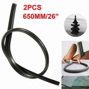 2PCS 26'' 6mm Car Bus Silicone Universal Frameless Windshield Wiper Blade Refill - Picture 1 of 6