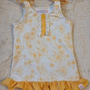 Sweet Honey Girl's 4t Ruffle tank top Yellow White Floral - Picture 1 of 3