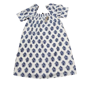J Crew Reimagined blau Blumendruck Kurzarm Baumwollkleid Damen Small neu mit Etikett - Bild 1 von 11