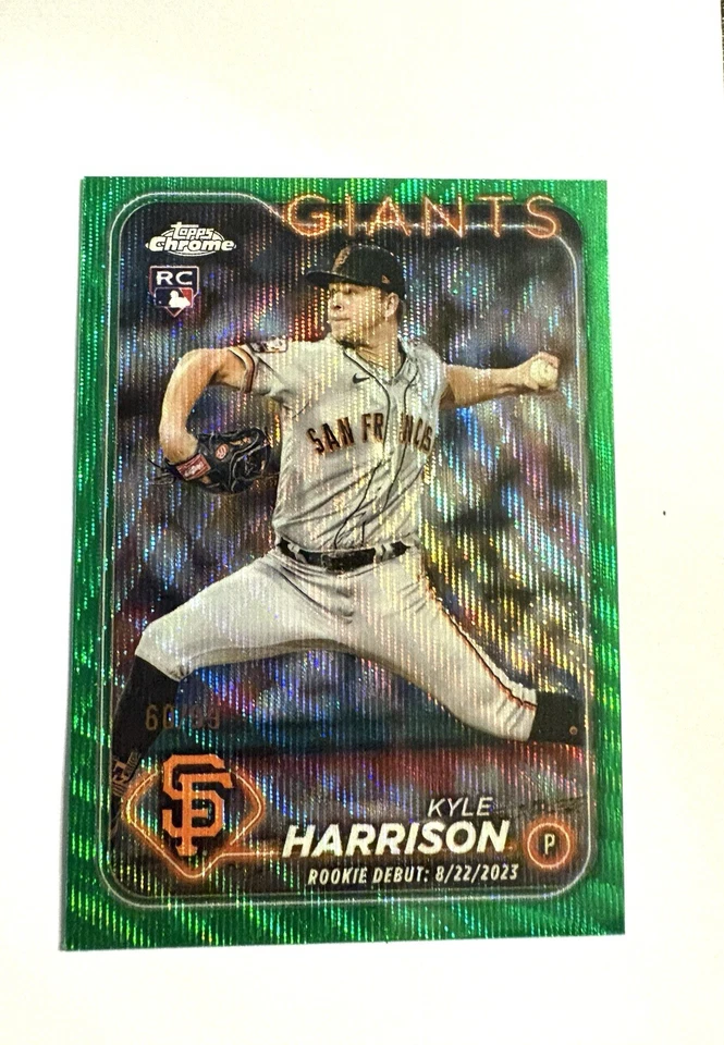 2024 Topps Chrome Update Kyle Harrison Green Wave /99 Rookie Refractor RC Giants - Image 1 of 1