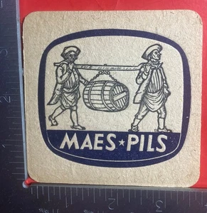 Maes Pils Alken-Maes birrificio BELGIO SOTTOBICCHIERE QUADRATO 4 POLLICI - Foto 1 di 2