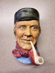 Vintage Mann Pfeife rauchen Kreidekopf Wandrelief 1983 Bossons Chalkware - Bild 1 von 2