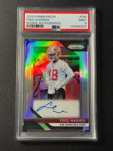 FRED WARNER PSA 9 2018 PANINI PRIZM ROOKIE SILVER PRIZM AUTO NINERS RC - Picture 1 of 2