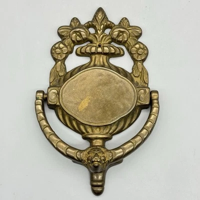 VERY-VTG Brass ORNATE LIONS HEAD DOOR-KNOCKER Made in Italy MBFL Engraving Plate - Image 1 of 4