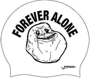 Gorro Natación Silicona Forever Alone Piscina Blanca Internet Meme Nadar - Imagen 1 de 1