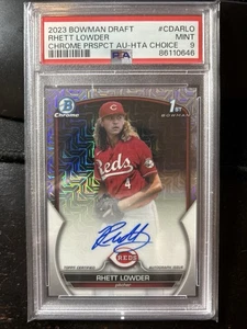 2023 1st Bowman Chrome Rhett Lowder Mojo Ref AUTO /150 Cincinnati Reds PSA 9 At - Picture 1 of 1