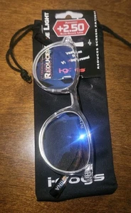 i-gogs Lesebrille +2,50 Blaulicht klares Gestell Schildpatt Arme NEU mit Etui - Bild 1 von 5