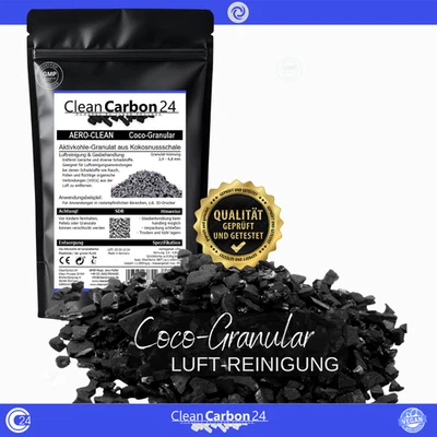 CLEAN CARBON 24 POWERED BY CLEAN PROCESS 5L Aktivkohle Granulat 3,4-4,8mm Kokosnuss Luft-Filter Dunstabzug Hydrokultur