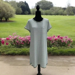 Women's Striped T-Shirt Dress S Casual Short Sleeve Summer Comfort Brunch Party - Picture 1 of 11