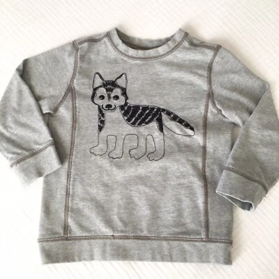 Sudadera Crazy 8 Niños Gris Bordada Lobo Talla 4 Años PRÍSTINA Foto 1 de 4