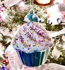 Large Blue Cupcake Ornament 