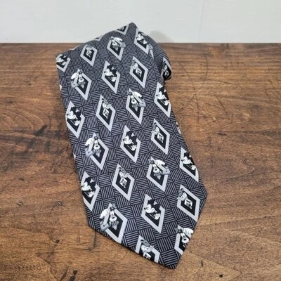 Disney Mickey Mouse Tie Men's OS 100% Silk Grey/Silver Character Novelty Tie Foto 1 de 4
