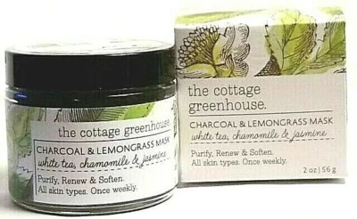 Mascarilla facial The Cottage Greenhouse carbón y hierba de limón en tarro de vidrio 2 oz nueva en caja Foto 1 de 3