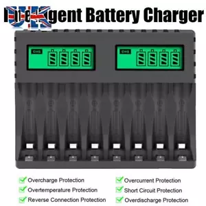 Battery Charger 8 Slot Adapter For AA AAA NI-CD NI-MH Rechargeable Batteries - Picture 1 of 12