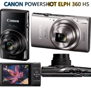 Canon PowerShot ELPH 360 HS 12X Optical Zoom Digital Camera w/ SD Card--90% New - Picture 1 of 11