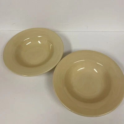 Pottery Barn SAUSALITO Yellow 10” Wide Rim Soup Pasta bowls - Set of 2 - Image 1 of 4