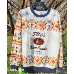 Tito's Handmade Vodka Holiday Sweater Austin Texas Fair Isle Pattern Aztec M - Picture 1 of 15