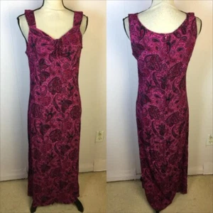 Vintage Dawn Joy Midi Maxi Dress Sz 11/12 Womans Pink Paisley Sleeveless V-neck - Picture 1 of 13