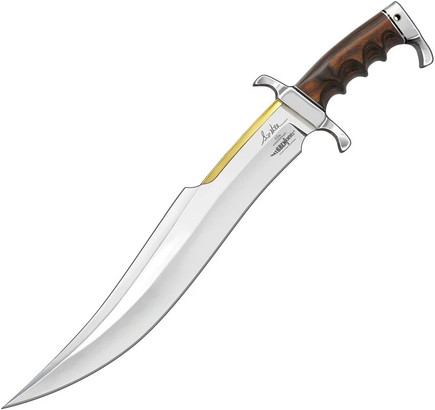 Hibben 65 周年 Spartan Bowie Pakkawood 不锈钢固定刀片刀 — 第 1/1 张图片