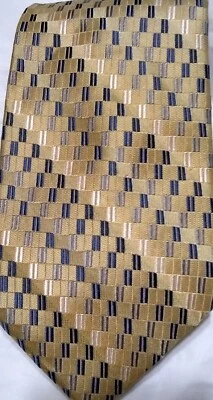 Бирманский мужской шелковый галстук Bibas желтый тональный геометрический узор галстук 58–59 дюймов - Изображение 1 из 4