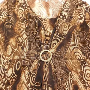 Top donna Nicola 2X trasparente elasticizzato marrone toni vortice fibbia tono oro al collo - Foto 1 di 11