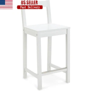 Wooden Bar Stool W/ Backrest Counter Height Kitchen Island Bistro Dining Seating - Picture 1 of 8