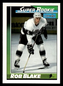 1991-92 O-Pee-Chee 6 Rob Blake Super Rookie Los Angeles Kings NHL Hockey Card - Picture 1 of 2