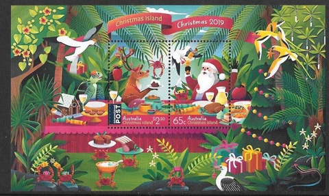 MINT 2019 CHRISTMAS ISLAND  CHRISTMAS SANTA  STAMP MINI SHEET Cover