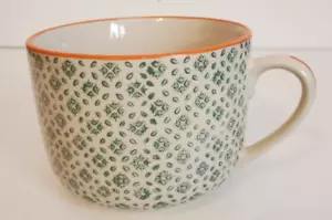 Tazza caffè o zuppa World Market verde e bianco fantasia bordo arancione - Foto 1 di 7