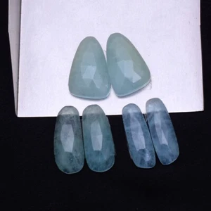 37.00 Cts Natural Aquamarine 3 Pairs/6 Pcs Untreated Rose Checker Cut Gemstones - Picture 1 of 8