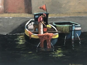 Preparing The Nets - Original Acrylic Painting - 8” X 10” - Picture 1 of 4