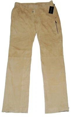 $1495 Ralph Lauren Hombres Gamuza Cuero Motociclista Pantalones Beige Calce Ajustado 34/34 Foto 1 de 4