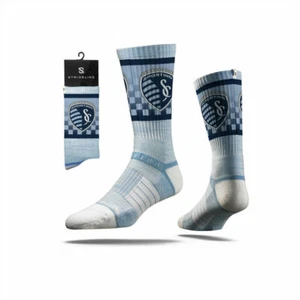 Authentic Sporting KC Kansas City MLS Strideline Baby Blue Navy White Socks NWT - Picture 1 of 3